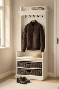 Halifax Coat Hanger Einheit mit Körben - Weiß | Marcottestyle