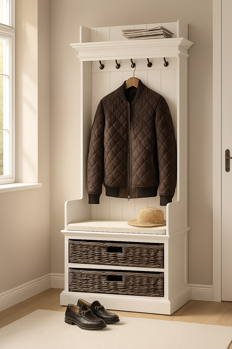 Halifax Coat Hanger Unit With Baskets - Wit | Marcottestyle