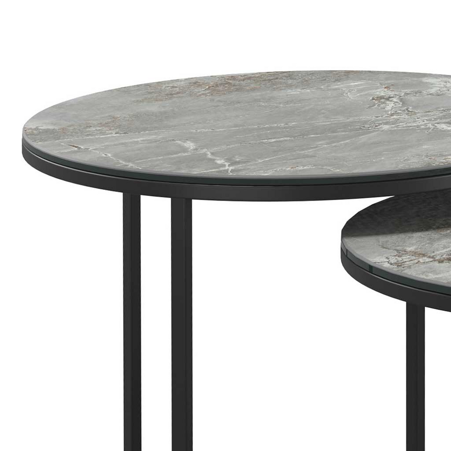 Senjo Couchtisch Set – Ø58/48/38 – Silber Keramik