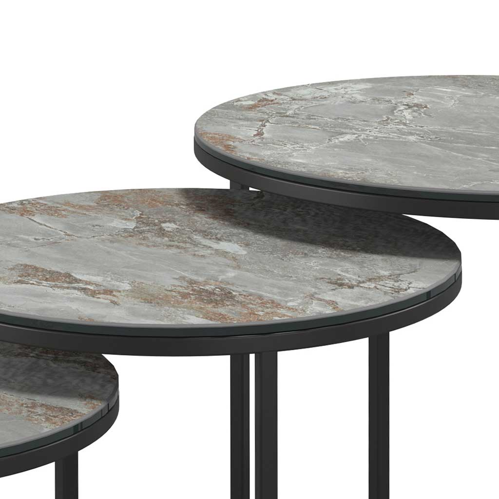 Senjo Couchtisch Set – Ø58/48/38 – Silber Keramik