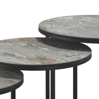 Senjo Couchtisch Set – Ø58/48/38 – Silber Keramik