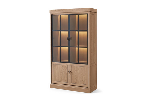 Lancaster Display Cabinet - Oak with 2 Glass Panel Doors