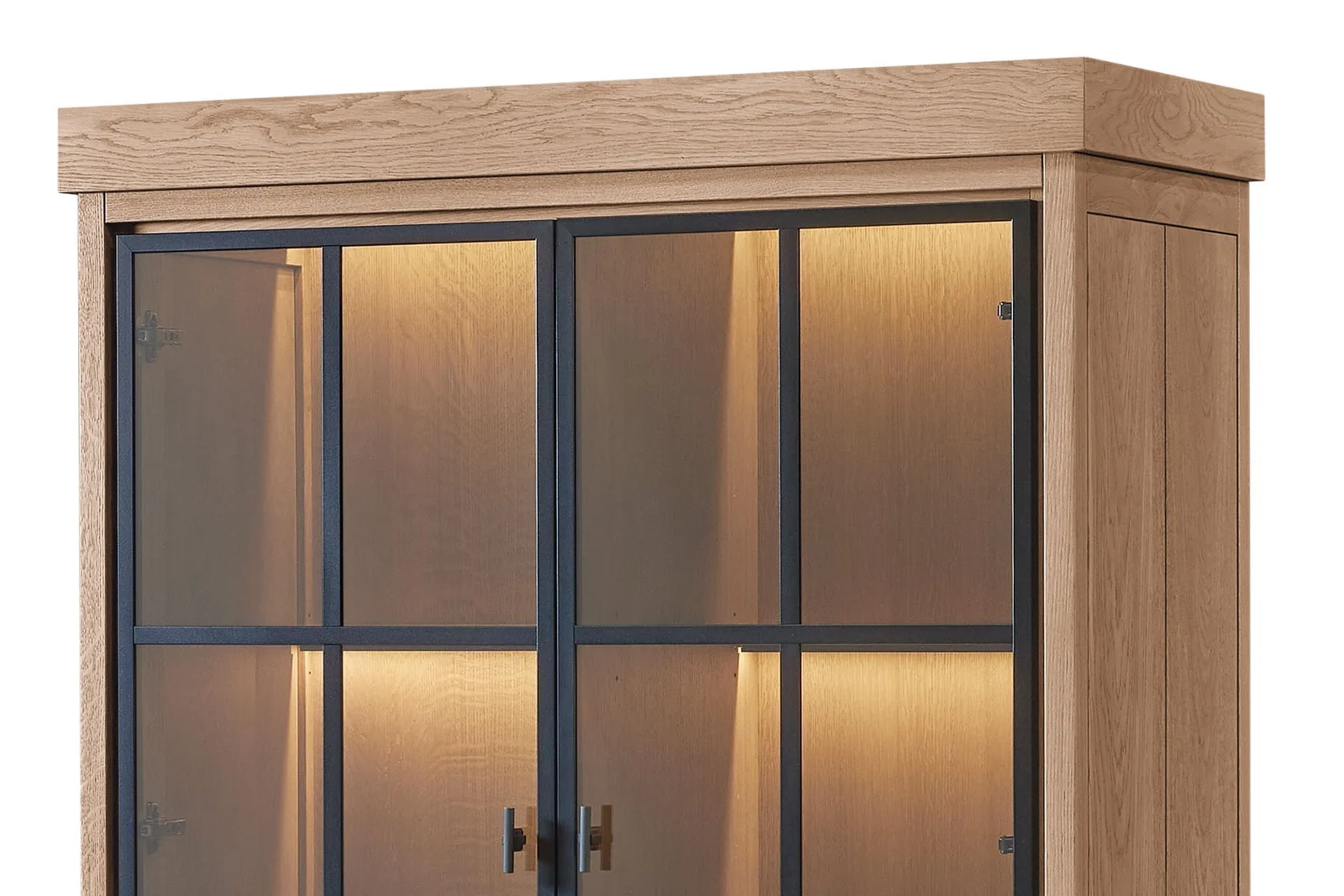 Lancaster Display Cabinet - Oak with 2 Glass Panel Doors