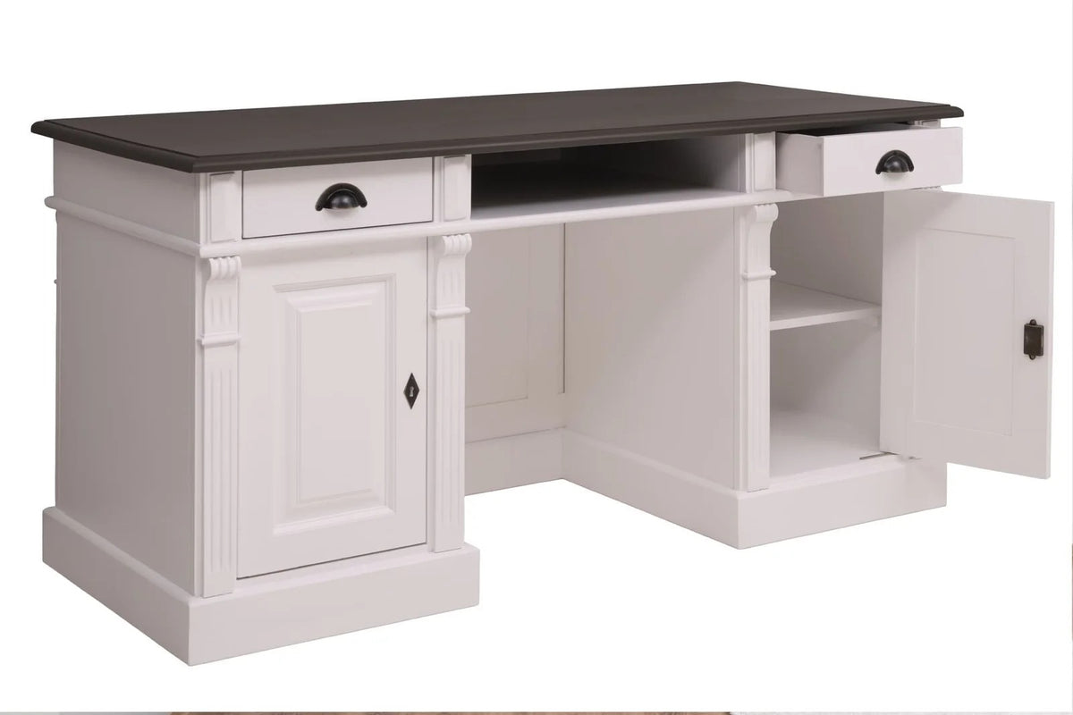 Belvoir Desk - White - Black Top