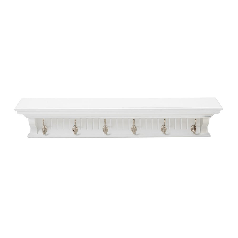 Skansen Provincial Coat Rack 6 Hooks in white solid mahogany
