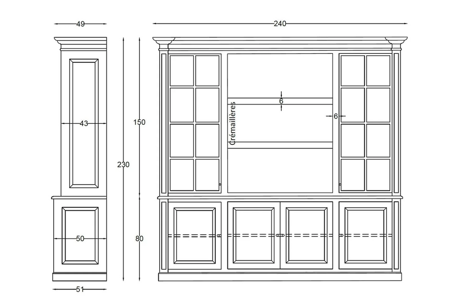 Bookcase - Smedor - Solid Oak - 240 x 51 x 230 cm
