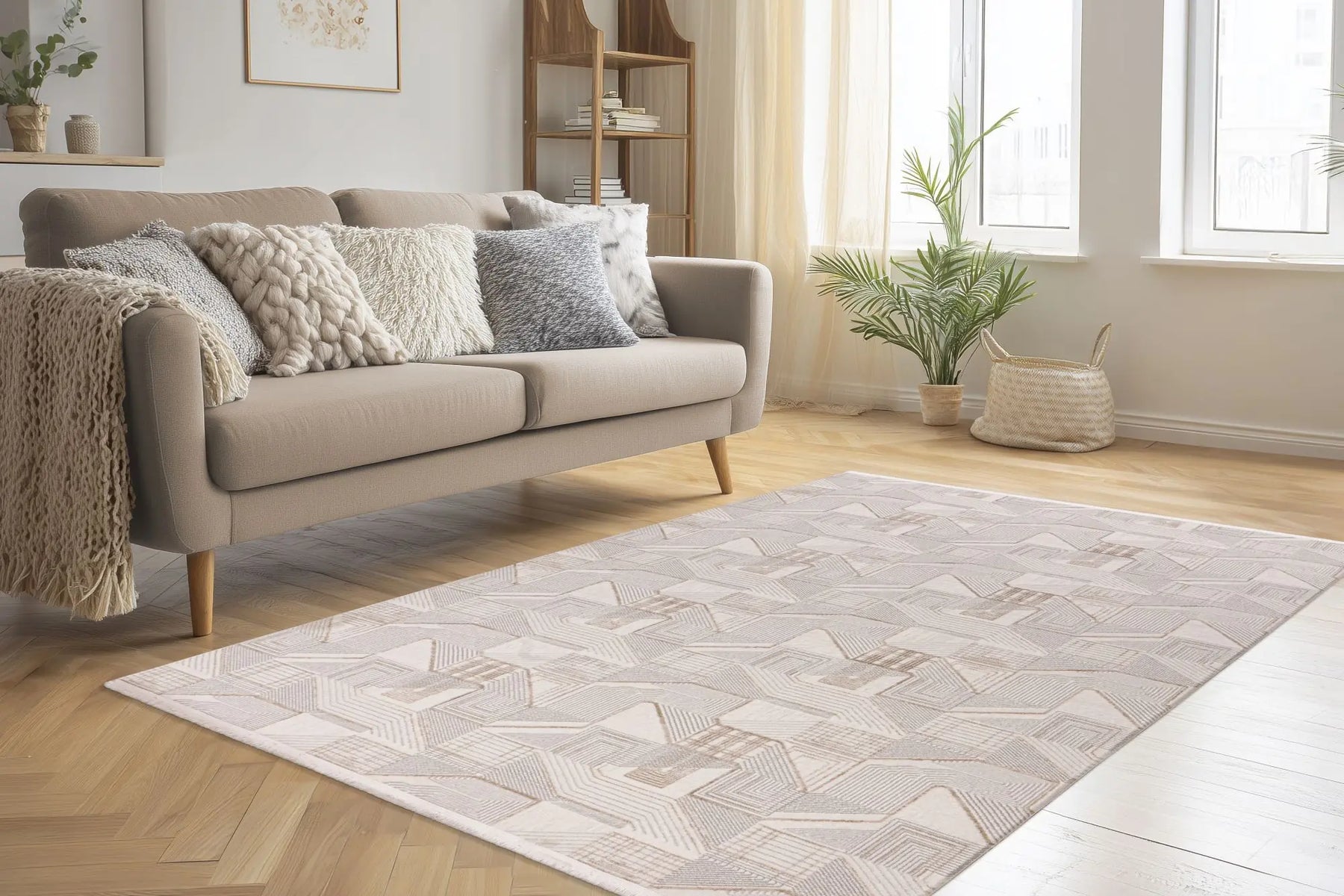Low-Pile Rug - Pavia Beige / Silver