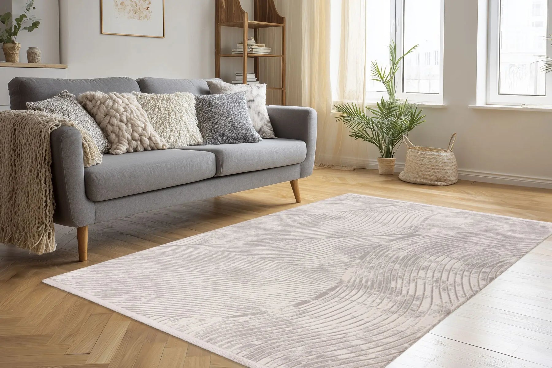Low-Pile Rug - Pavia Silver / Cream