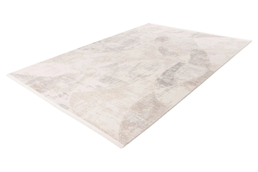 Low-Pile Rug - Pavia Beige / Silver Abstract 3