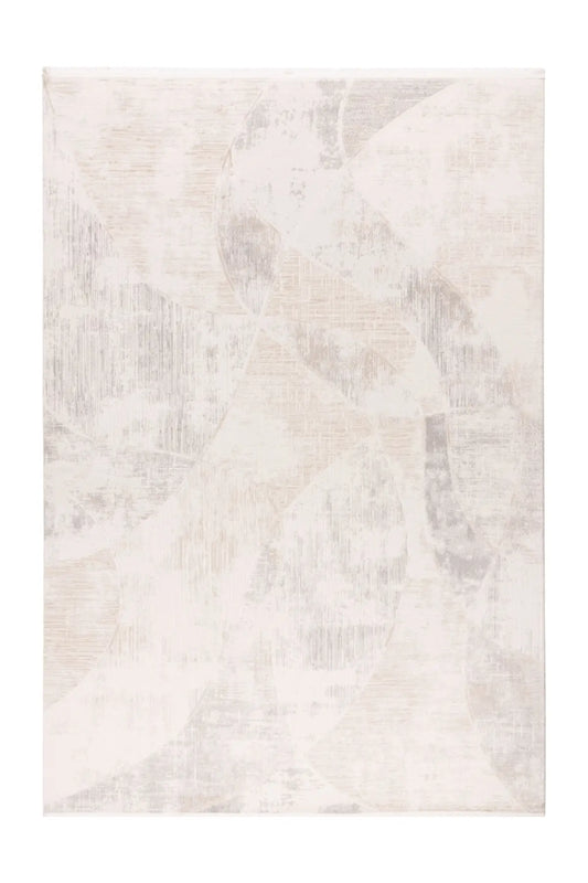 Low-Pile Rug - Pavia Beige / Silver Abstract 3