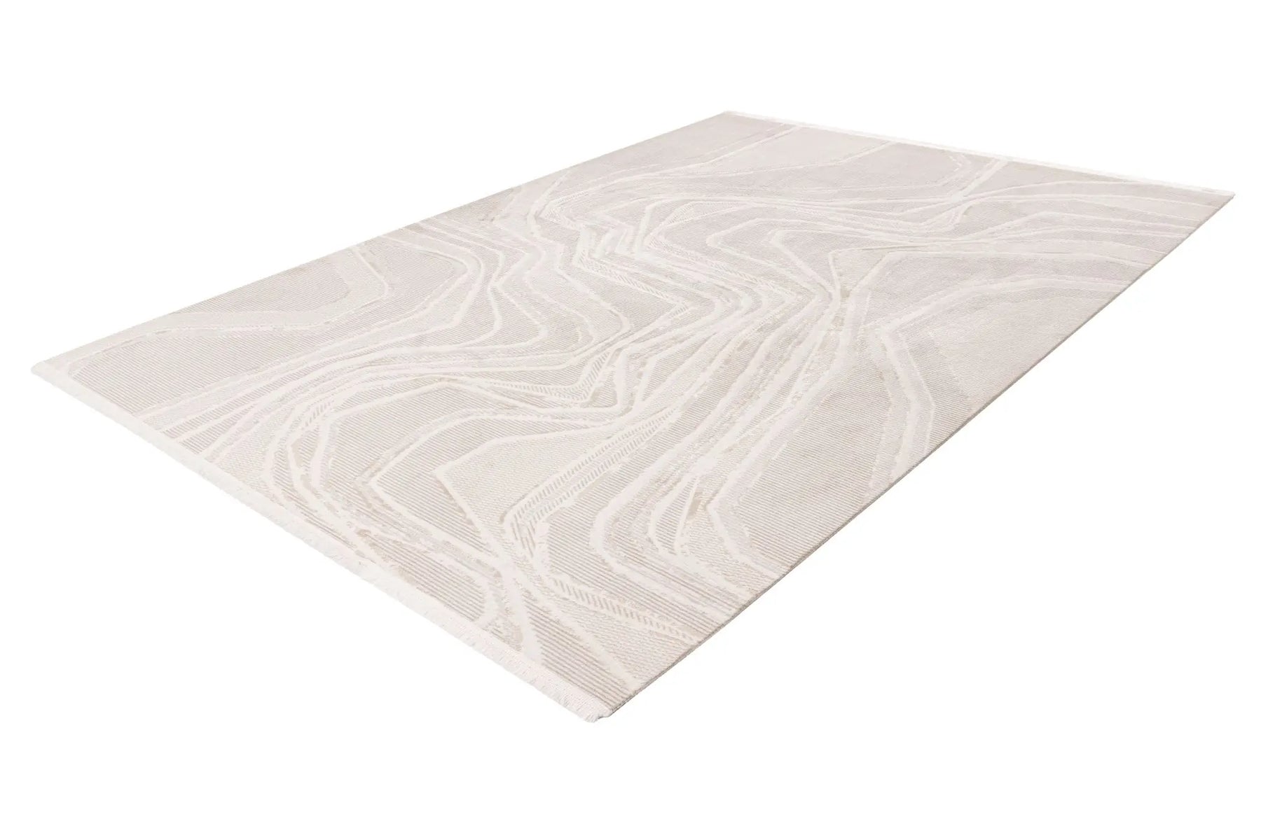 Low-Pile Rug - Pavia Beige / Silver Lines