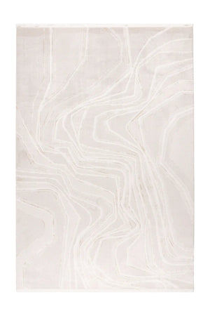 Low-Pile Rug - Pavia Beige / Silver Lines