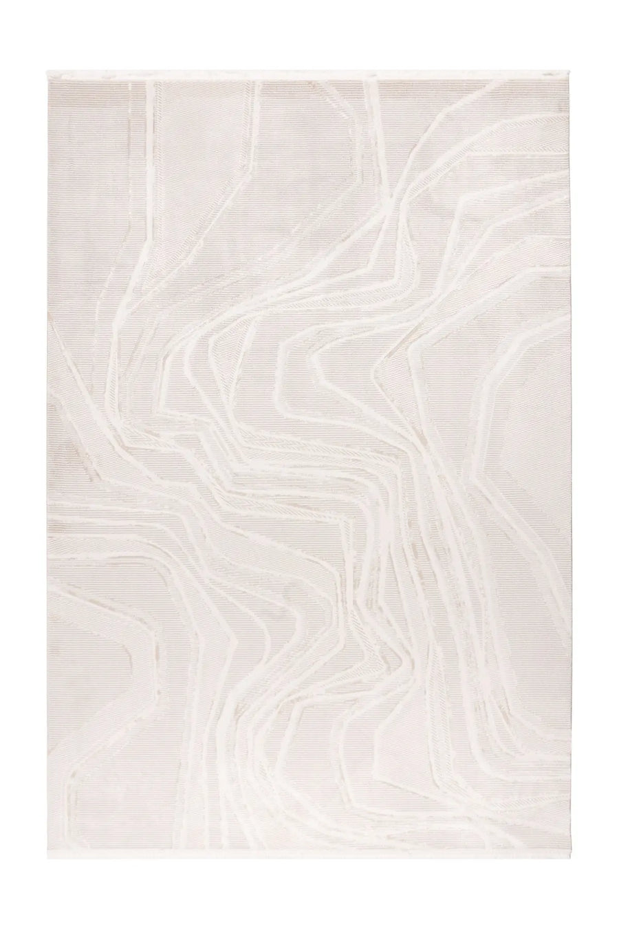 Low-Pile Rug - Pavia Beige / Silver Lines