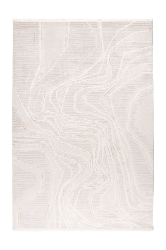Low-Pile Rug - Pavia Beige / Silver Lines