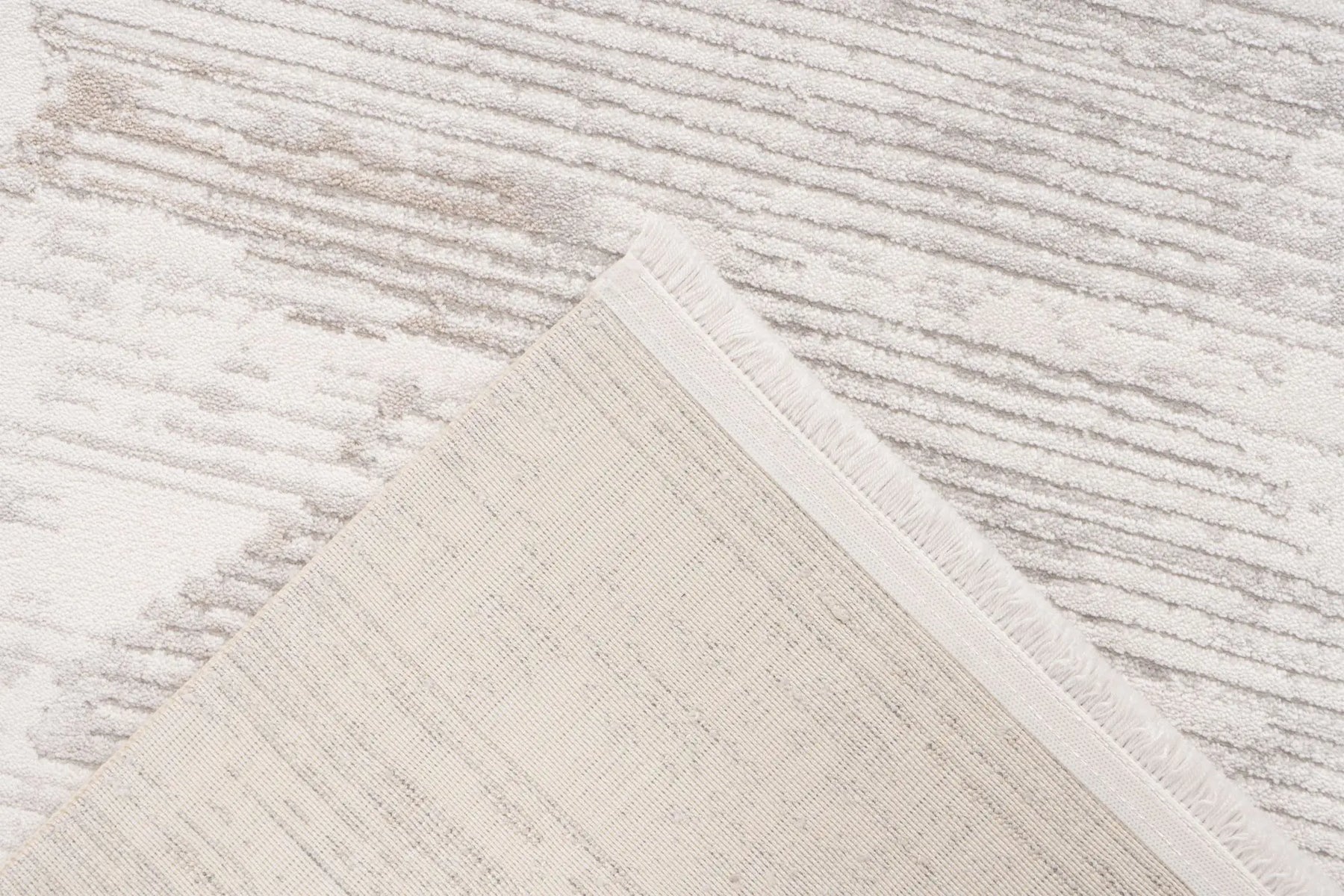 Low-Pile Rug - Pavia Silver / Cream Stripes 3