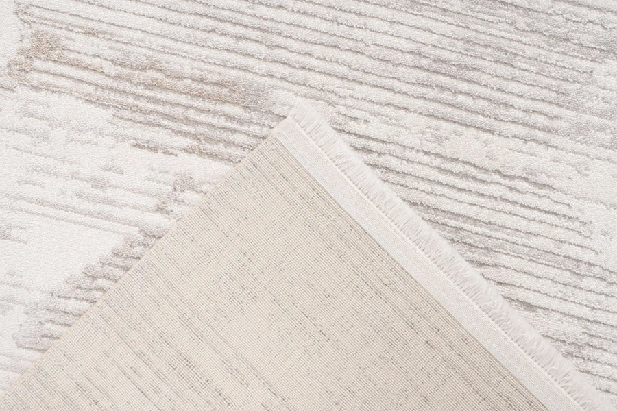 Low-Pile Rug - Pavia Silver / Cream Stripes 3