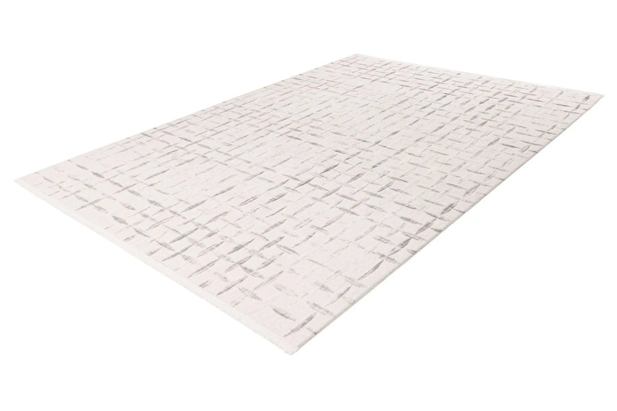 Low-Pile Rug - Pavia Silver / Cream Grid