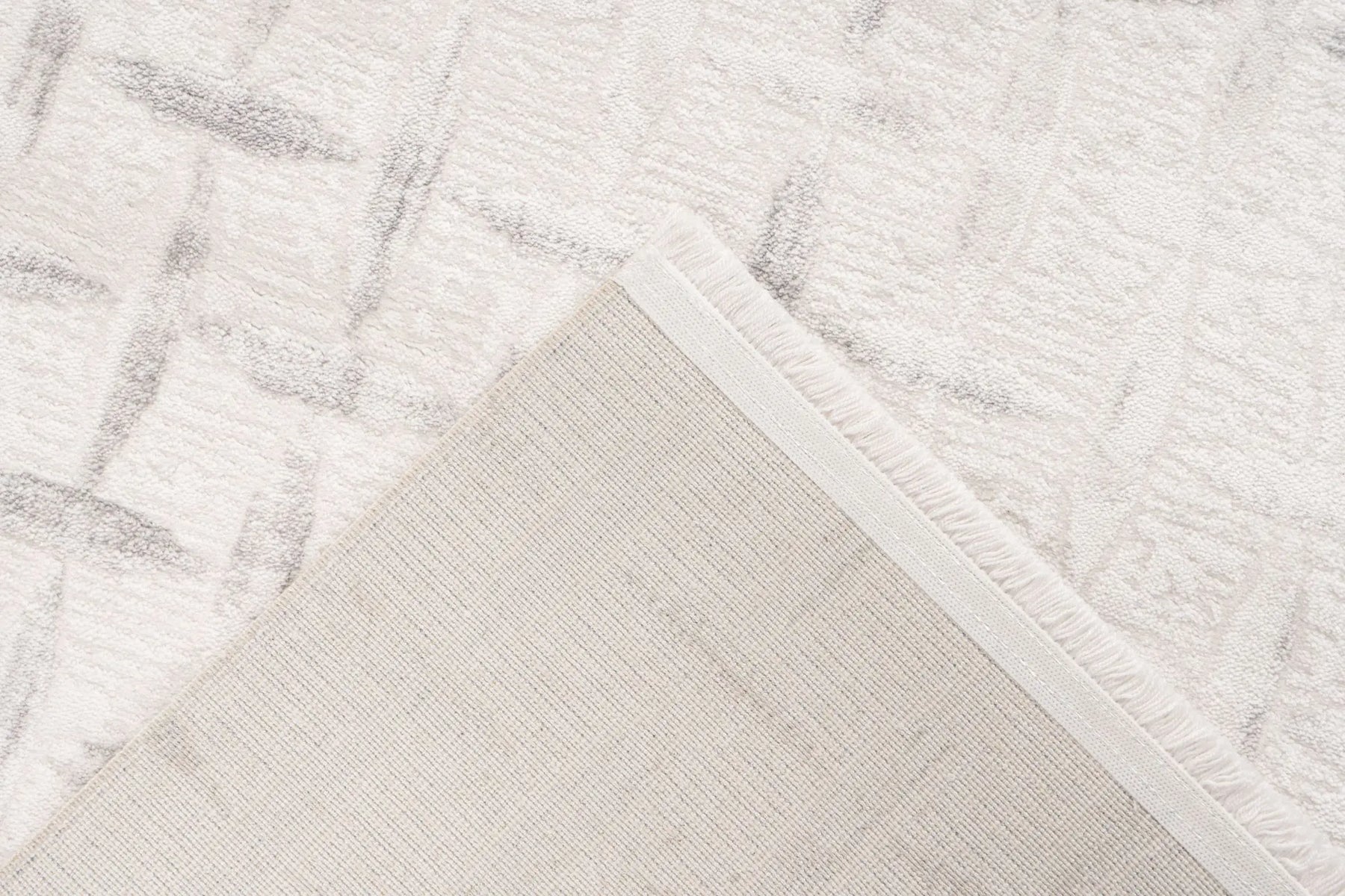 Low-Pile Rug - Pavia Silver / Cream Grid