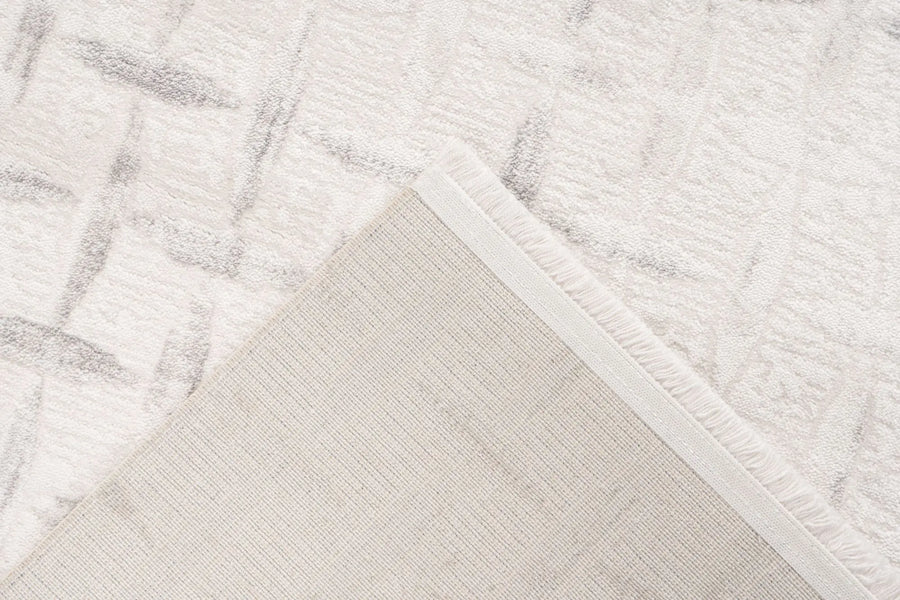 Low-Pile Rug - Pavia Silver / Cream Grid