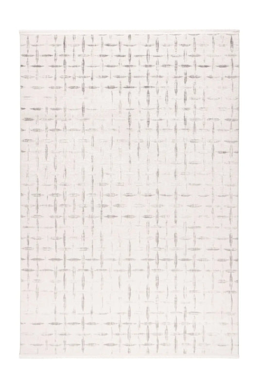 Low-Pile Rug - Pavia Silver / Cream Grid