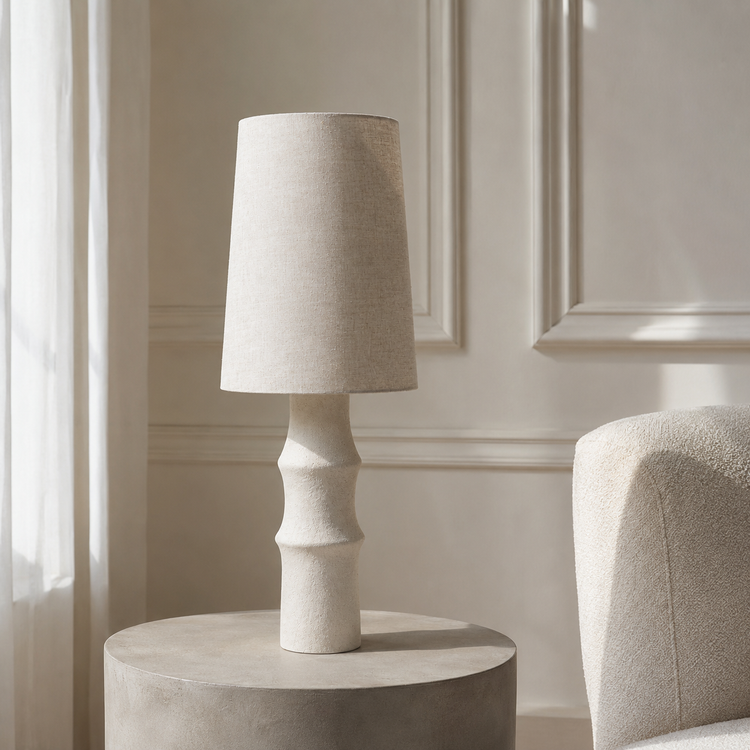 Table Lamp Jora 5663J styled in a modern luxury interior with natural window light and velvet accents, photorealistic room setting with warm sunlight reflections by Marcottestyle