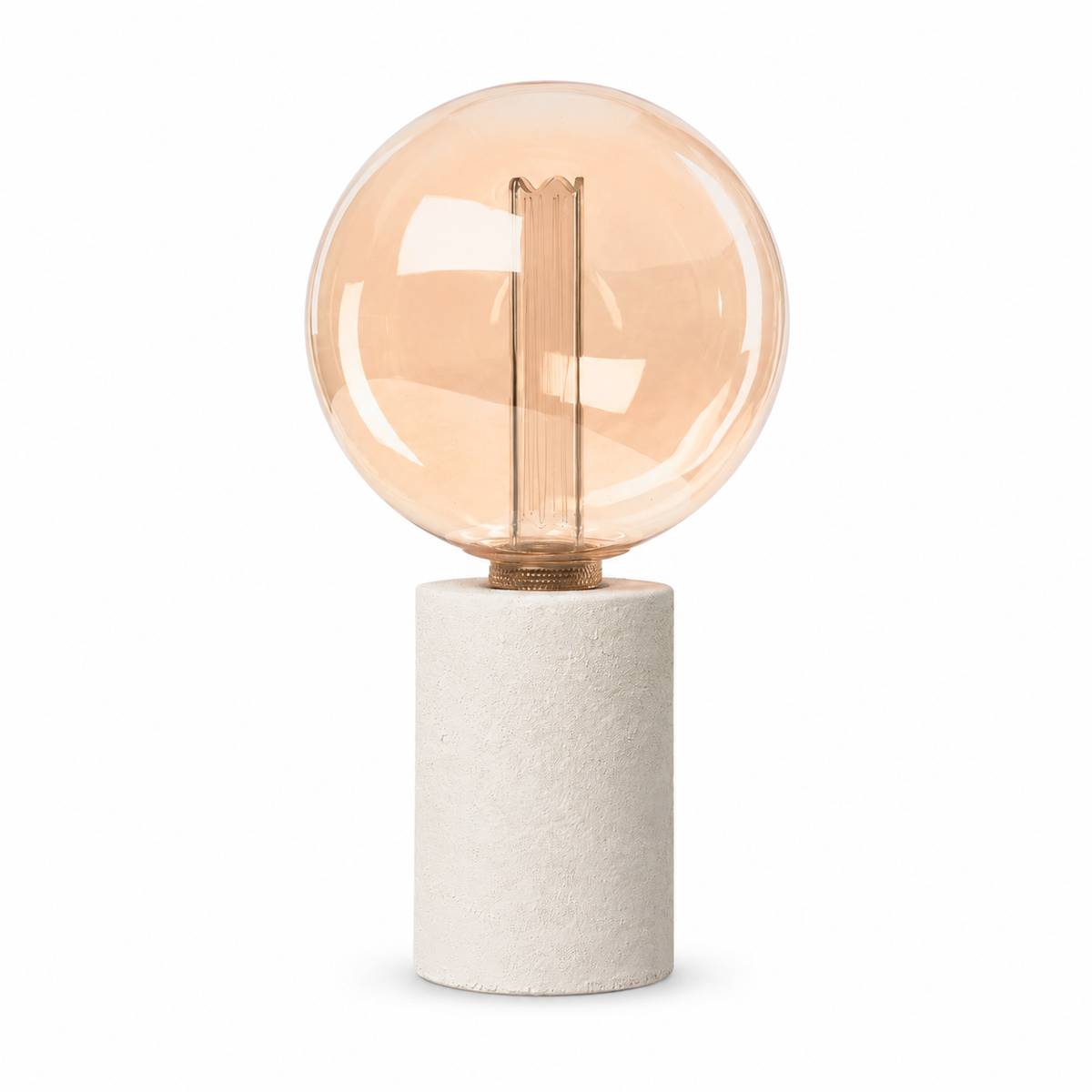 Table Lamp Jutta 3459C in white finish, front view on pure white background with soft studio lighting highlighting the elegant white sand globe shade and clean base design by Marcottestyle