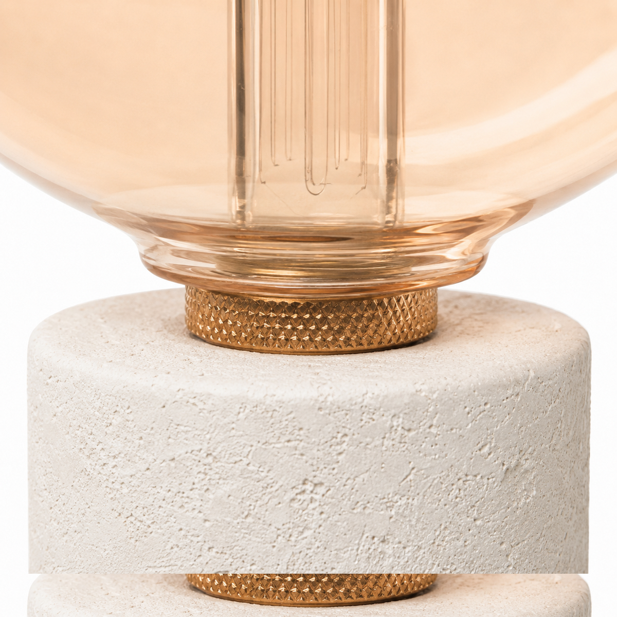 Ultra close-up macro detail shot of Table Lamp Jutta 3459C showing the intricate texture and material finish of the white sand globe shade surface by Marcottestyle