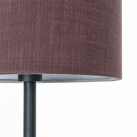 Close-up macro detail of the Karin 6702B floor lamp shade — intricate woven black fabric texture, refined weave pattern and material finish visible in high resolution by Marcottestyle
