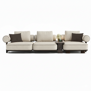 Modular Sofa Kyoto - Beige Cream & Brown Piping - Formation 1