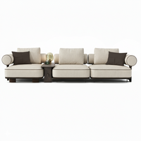 Modulair bankje Kyoto - Beige Cream & Bruin Piping - Formatie 2 | Marcottestyle
