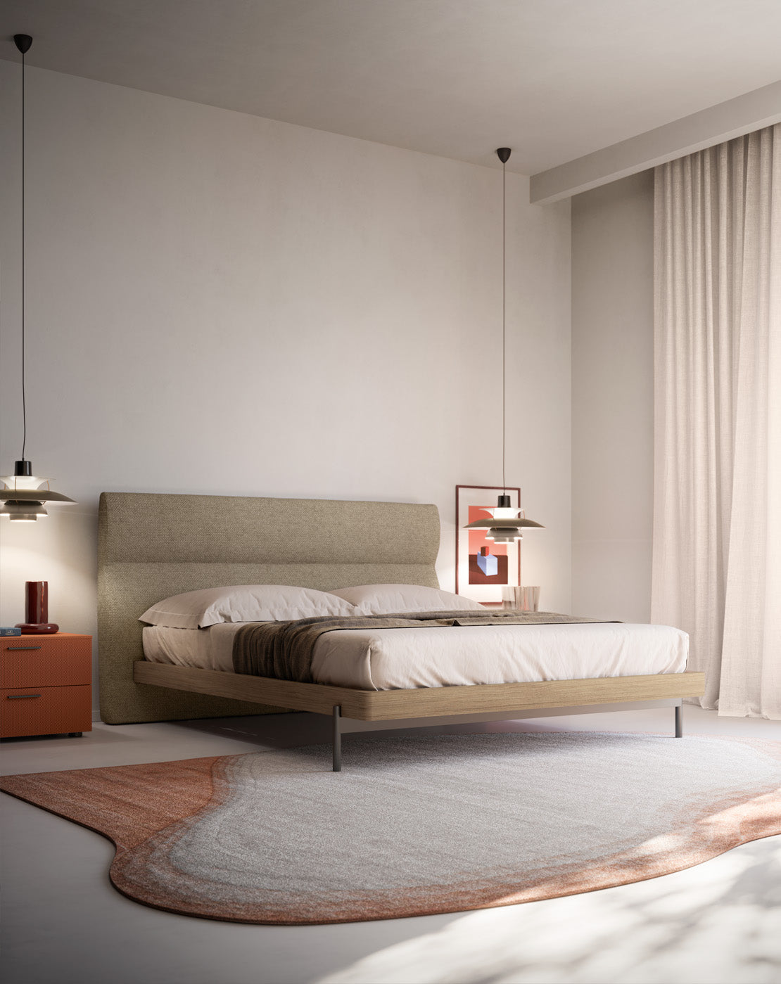 Zonda Luxury Italian Upholstered Bed – Complete Bedroom Composition