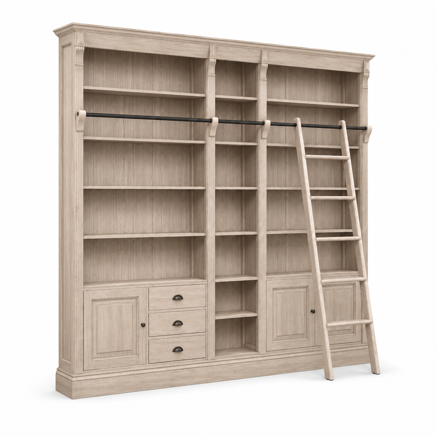 Library bookcase - Bayeux - Solid Oak - 269 x 39 x 238 cm - Oak