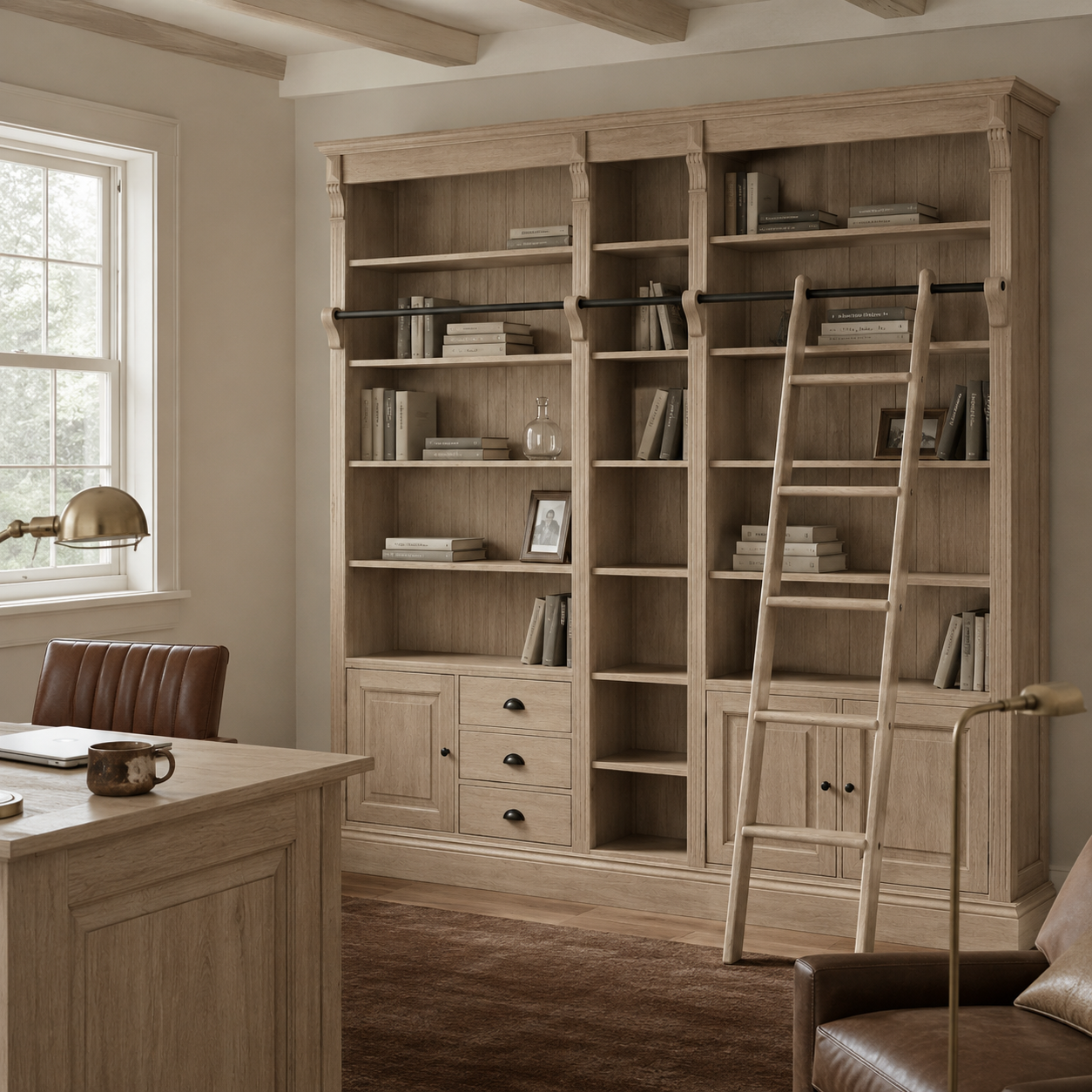 Library bookcase - Bayeux - Solid Oak - 269 x 39 x 238 cm - Oak