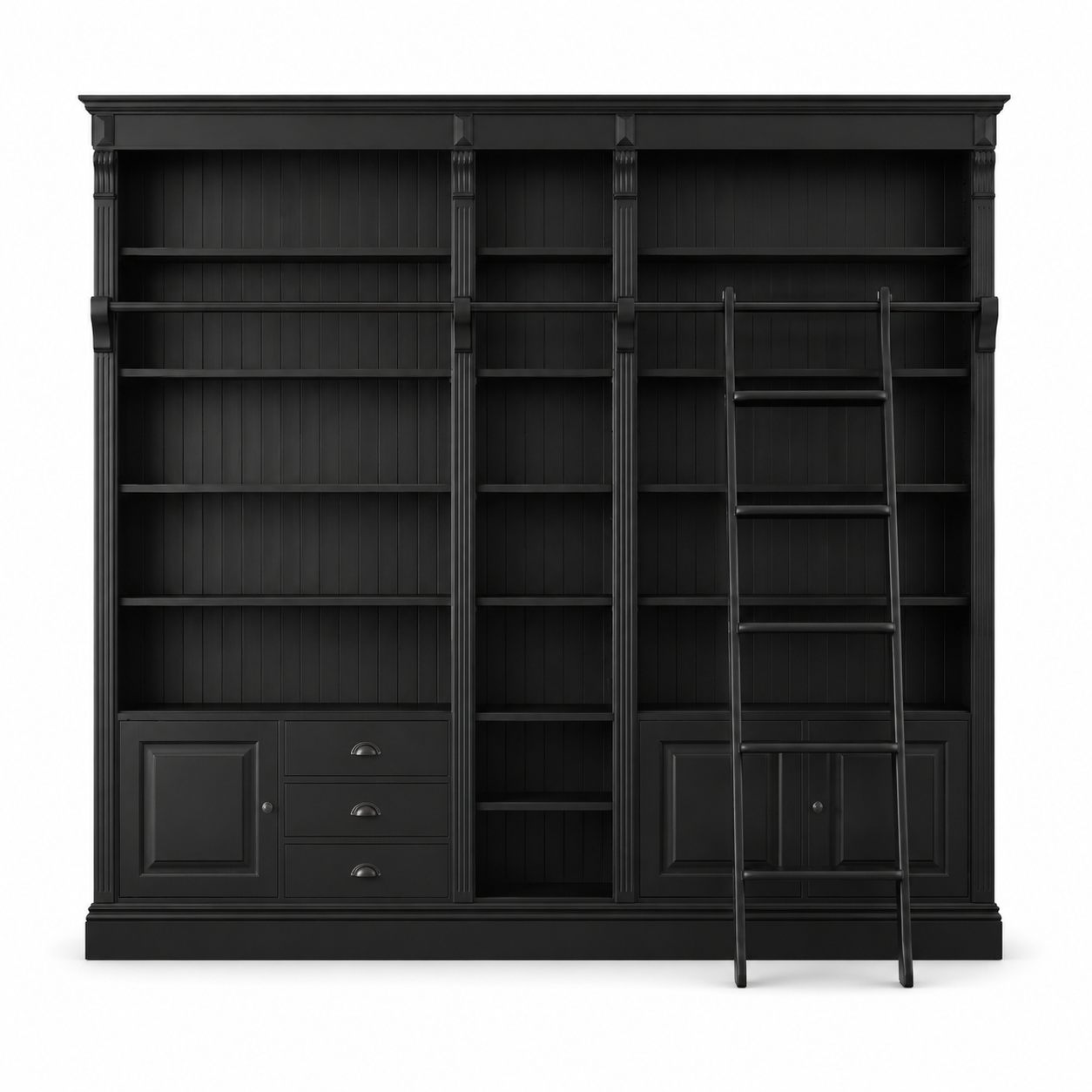 Library bookcase - Bayeux - Solid Pine - 269 x 39 x 238 cm - Black