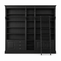 Library bookcase - Bayeux - Solid Pine - 269 x 39 x 238 cm - Black