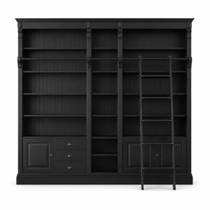 Library bookcase - Bayeux - Solid Pine - 269 x 39 x 238 cm - Black
