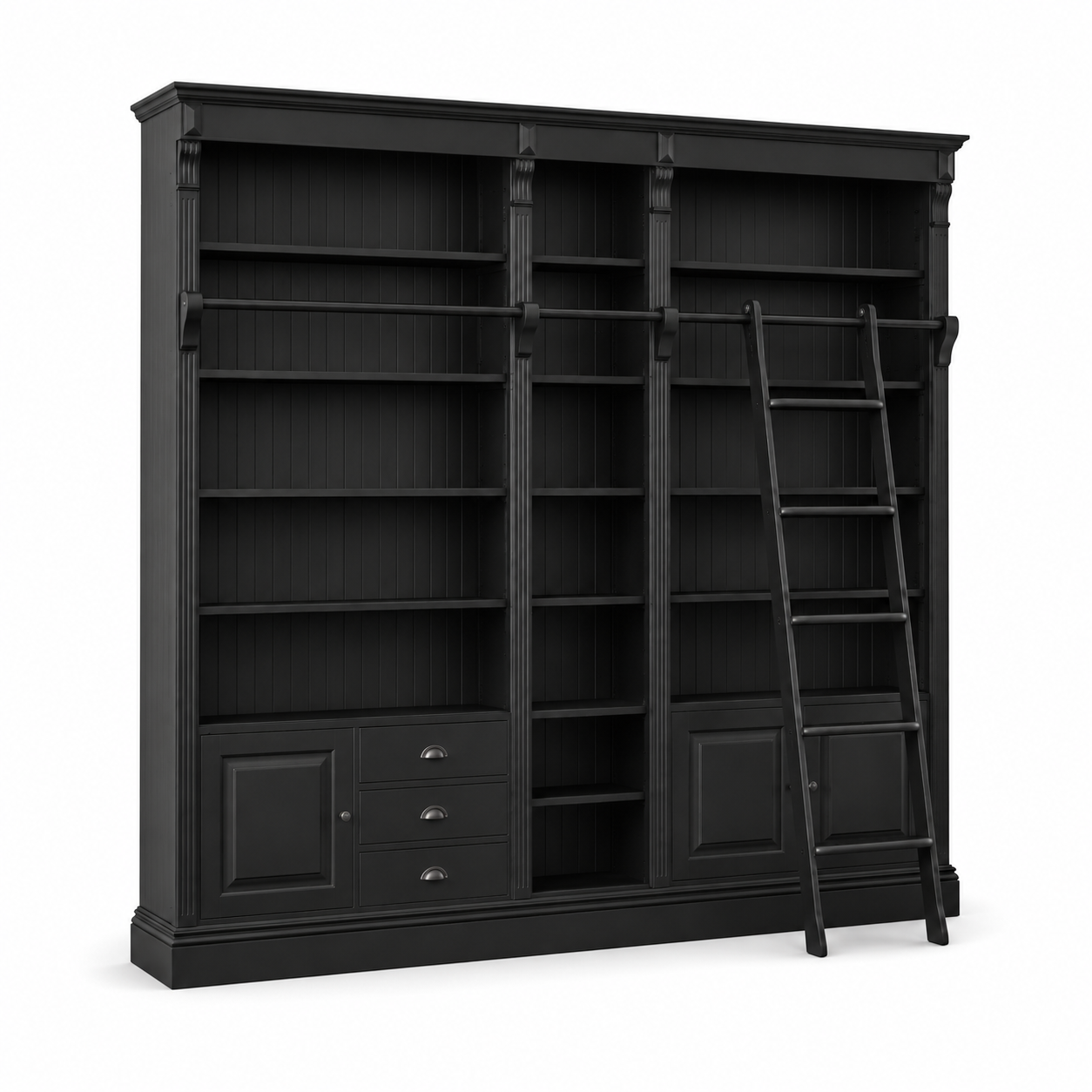 Library bookcase - Bayeux - Solid Pine - 269 x 39 x 238 cm - Black