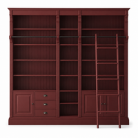 Library bookcase - Bayeux - Solid Pine - 269 x 39 x 238 cm - Bordeaux