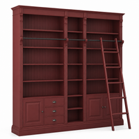 Library bookcase - Bayeux - Solid Pine - 269 x 39 x 238 cm - Bordeaux