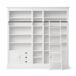 Library bookcase - Bayeux - Solid Pine - 269 x 39 x 238 cm - White