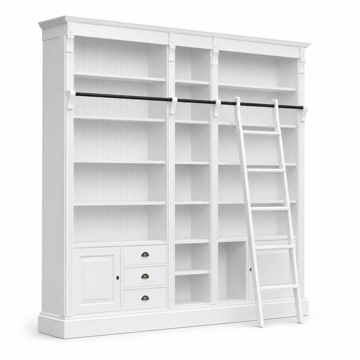Library bookcase - Bayeux - Solid Pine - 269 x 39 x 238 cm - White