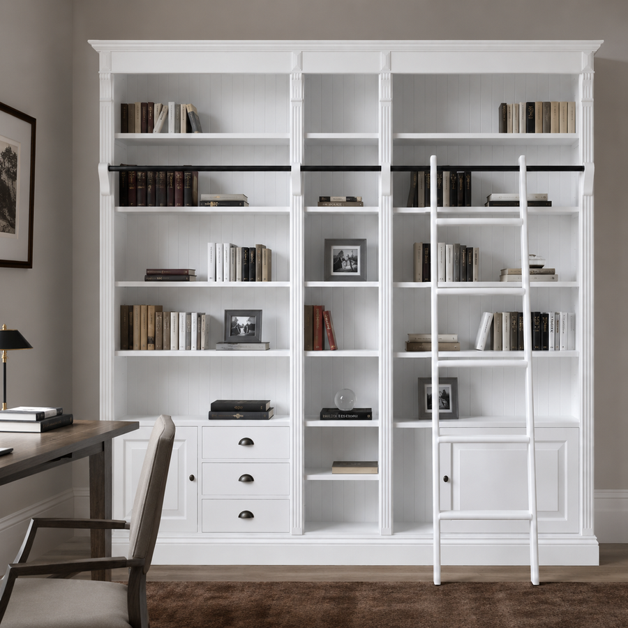 Library bookcase - Bayeux - Solid Pine - 269 x 39 x 238 cm - White