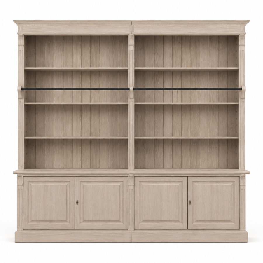 Library bookcase - Chartres - Solid Oak - 290 x 40 x 257 cm - Oak