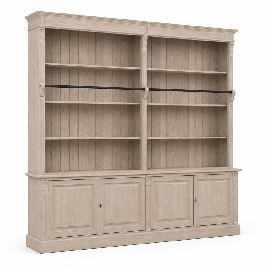 Library bookcase - Chartres - Solid Oak - 290 x 40 x 257 cm - Oak