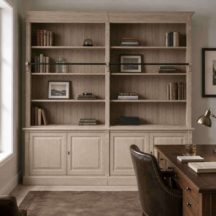 Library bookcase - Chartres - Solid Oak - 290 x 40 x 257 cm - Oak