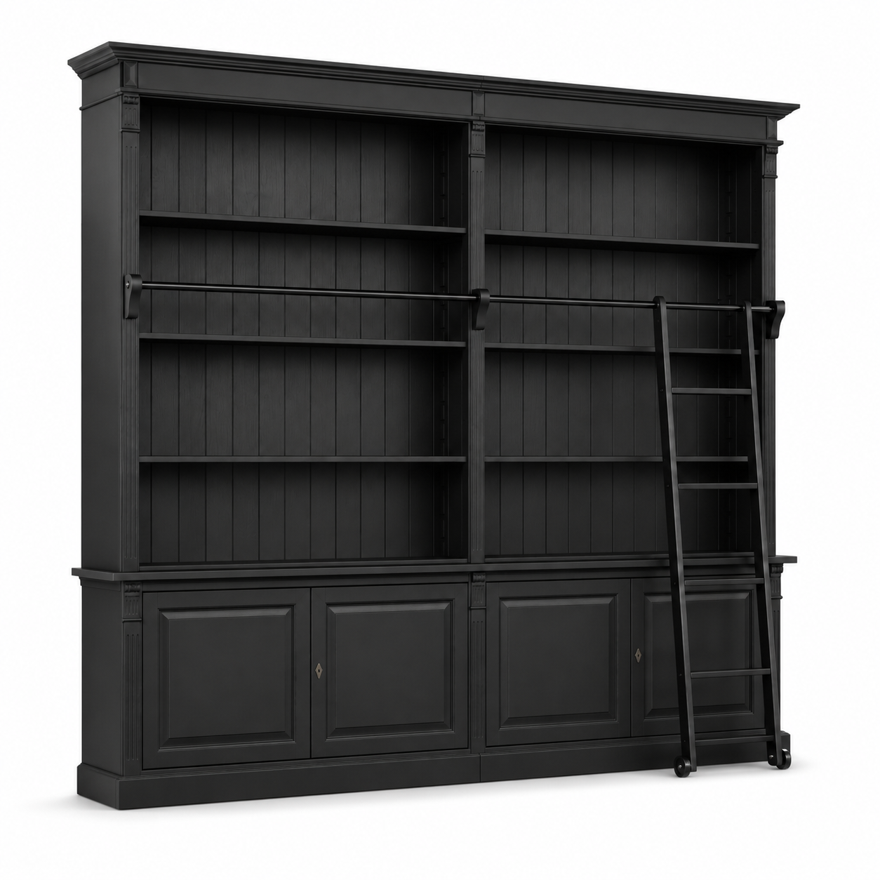 Library bookcase - Chartres - Solid Pine - 290 x 40 x 257 cm - Black