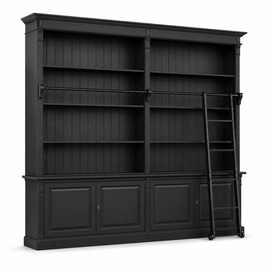 Library bookcase - Chartres - Solid Pine - 290 x 40 x 257 cm - Black
