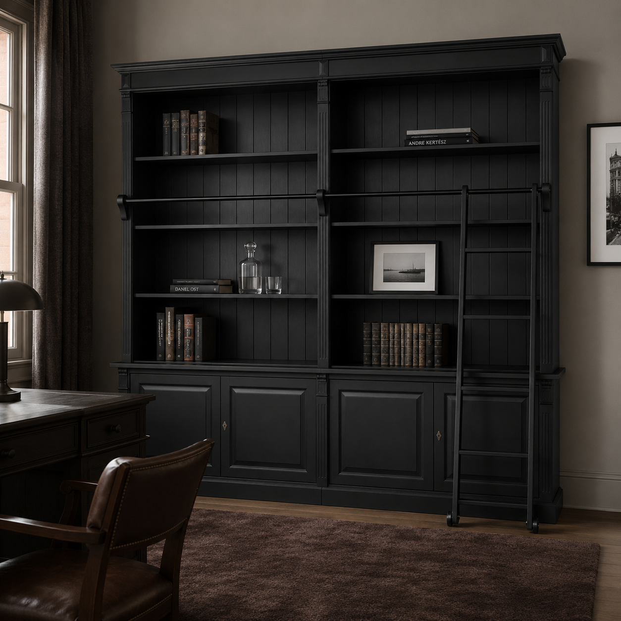 Library bookcase - Chartres - Solid Pine - 290 x 40 x 257 cm - Black