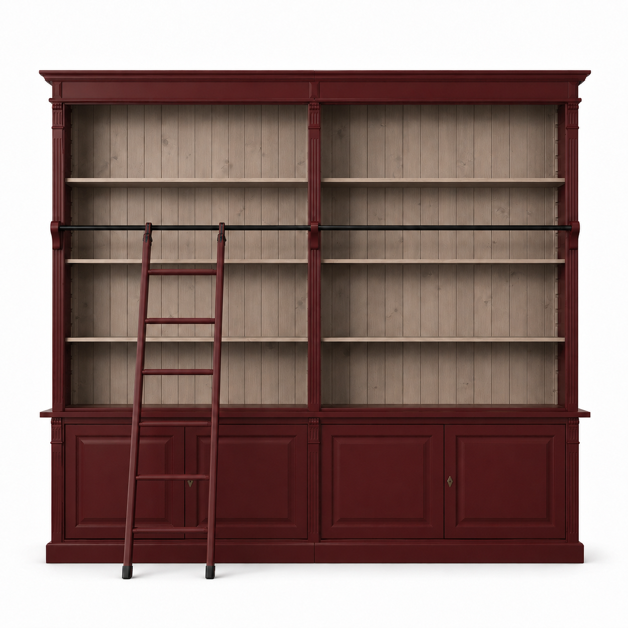 Library bookcase - Chartres - Solid Pine - 290 x 40 x 257 cm - Bordeaux