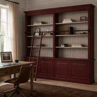 Library bookcase - Chartres - Solid Pine - 290 x 40 x 257 cm - Bordeaux